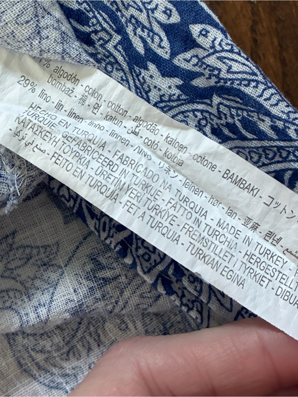 Zara Blue Paisley Print Sweetheart Mini Summer Sundress Cotton and Linen Blend - Picture 9 of 9